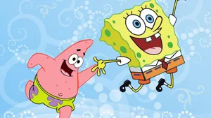 Cute Blue Spongebob And Patrick Desktop Wallpaper