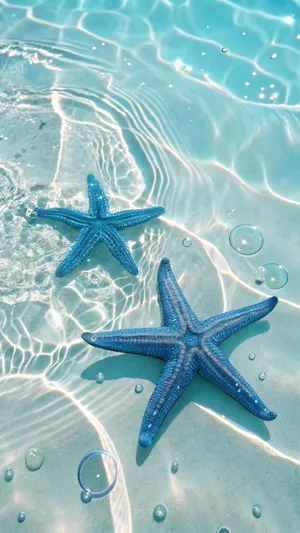 Cute Blue Starfish Ocean Wallpaper