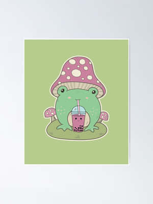 Cute Boba And Green Frog Wallpaper