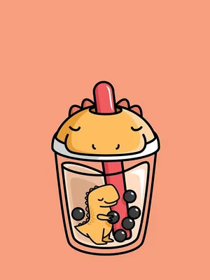 Cute Boba And Orange Dinosaur Wallpaper
