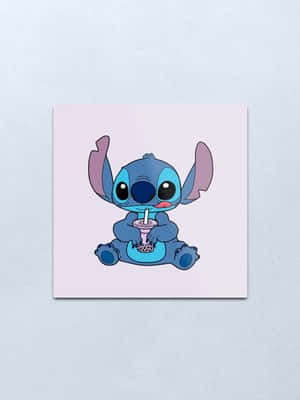 Cute Boba And Stitch In Gray Wallpaper