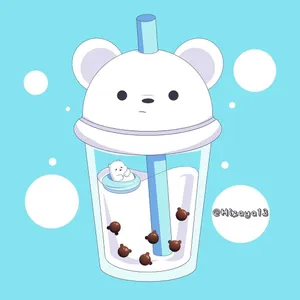 Cute Boba Ice Bear Cup Lid Wallpaper