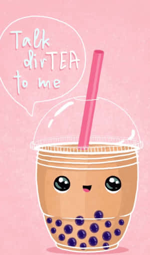 Cute Boba Tea Cartoon Pun Wallpaper