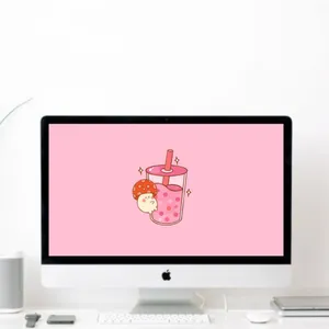 Cute Boba Tea Desktop Wallpaper