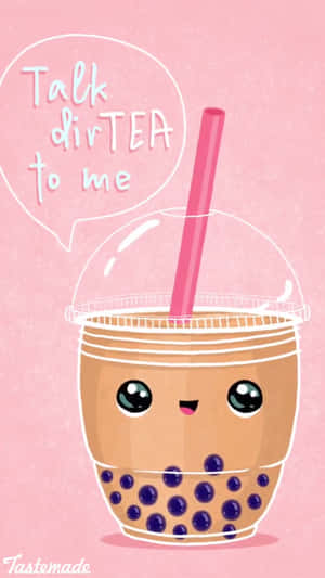 Cute Boba Tea Funny Quote Wallpaper