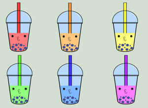 Cute Boba Tea Graphic Artwork Wallpaper