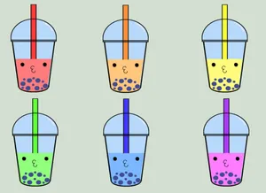 Cute Boba Tea Graphic Artwork Wallpaper