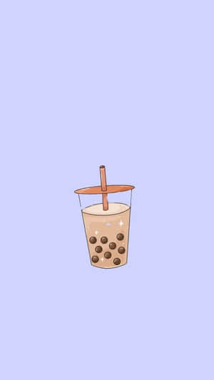 Cute Boba Tea Illustration Wallpaper