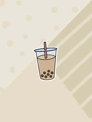 Cute Boba Tea In Brown Aesthetic Wallpaper