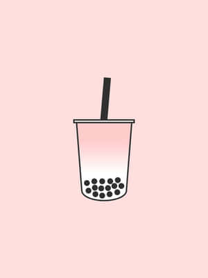 Cute Boba Tea In Pink Aesthetic Wallpaper