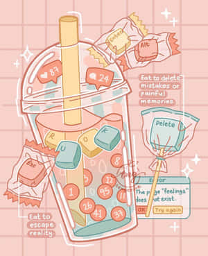 Cute Boba Tea Quote Wallpaper