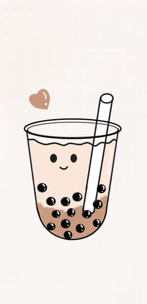 Cute Boba Tea With Heart Wallpaper