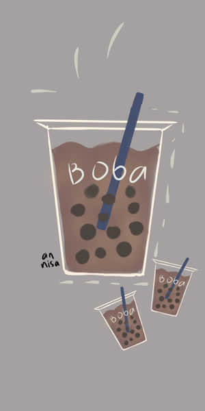 Cute Boba Tea With Pearls Wallpaper