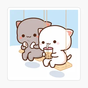 Cute Boba White And Gray Cat Wallpaper