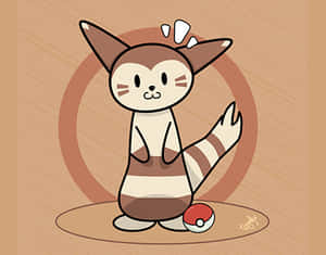 Cute Brown Aesthetic Art Of Furret Desktop Wallpaper