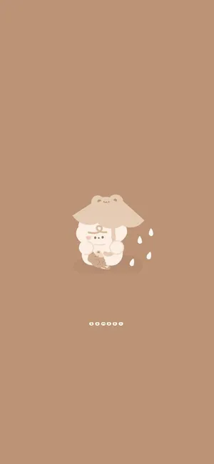 Cute Brown Aesthetic Cartoon Bear Rain Wallpaper