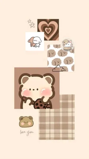 Cute Brown Aesthetic Collage Wallpaper