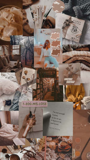 Cute Brown Aesthetic Collage Wallpaper