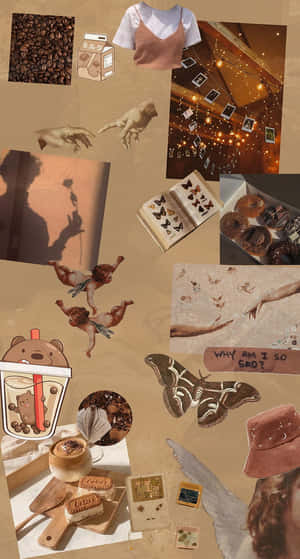 Cute Brown Aesthetic Collage Wallpaper