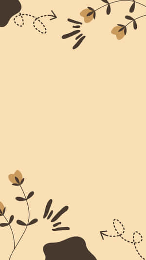 Cute Brown Aesthetic Floral Design Wallpaper