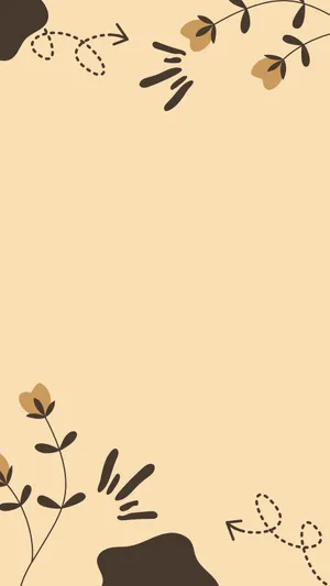 Cute Brown Aesthetic Floral Design Wallpaper