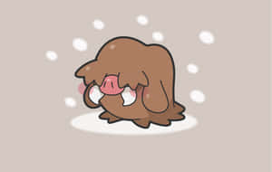 Cute Brown Aesthetic Piloswine Desktop Wallpaper