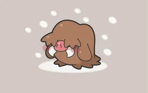 Cute Brown Aesthetic Piloswine Desktop Wallpaper