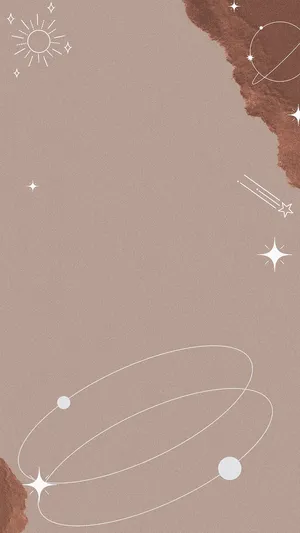 Cute Brown Aesthetic Space Elements Wallpaper