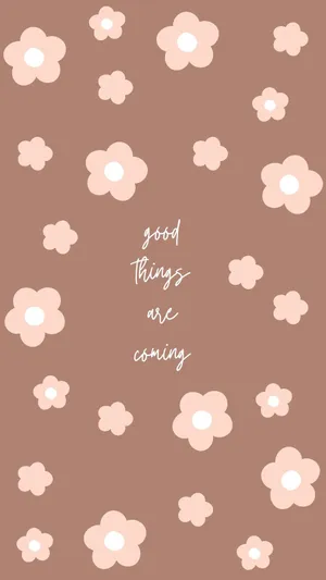 Cute Brown Floral Aesthetic Background Wallpaper