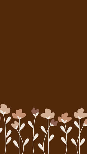 Cute Brown Floral Aesthetic Wallpaper Wallpaper