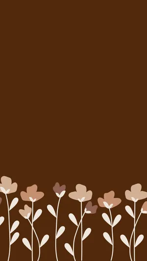 Cute Brown Floral Aesthetic Wallpaper Wallpaper