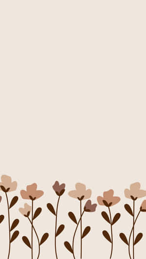 Cute Brown Floral Aesthetic Wallpaper Wallpaper