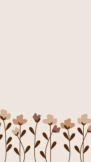 Cute Brown Floral Aesthetic Wallpaper Wallpaper