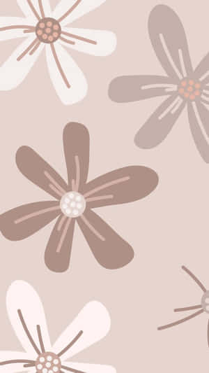 Cute Brown Floral Aesthetic Wallpaper Wallpaper