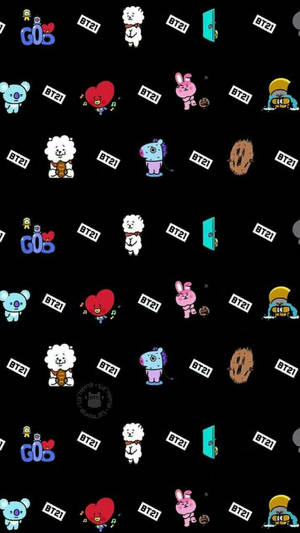 Cute Bt21 Characters And Logo Wallpaper