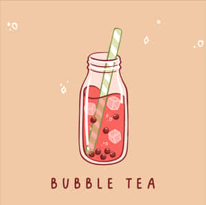 Cute Bubble Tea Illustration Wallpaper