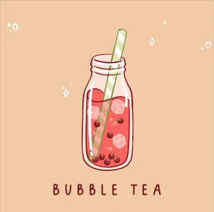 Cute Bubble Tea Illustration Wallpaper
