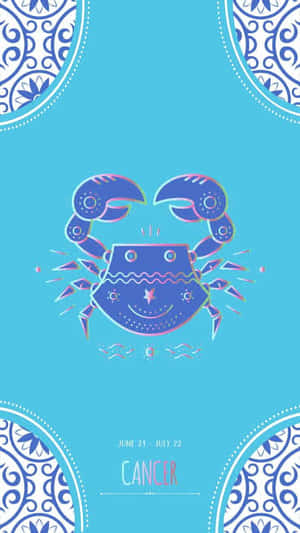 Cute Cancer Zodiac Sign Blue Crab With Face Wallpaper
