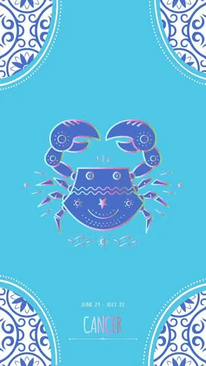 Cute Cancer Zodiac Sign Blue Crab With Face Wallpaper