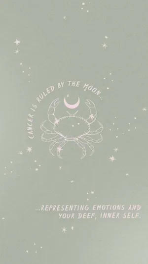 Cute Cancer Zodiac Sign In Olive Green Wallpaper