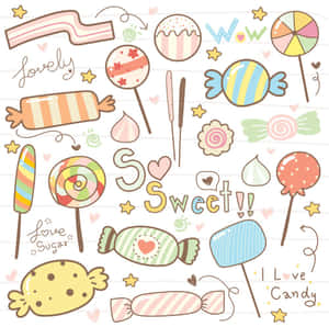 Cute Candies Wrapped In Plastics Wallpaper