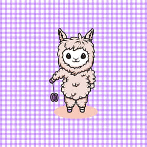 Cute Cartoon Alpaca Purple Background Wallpaper