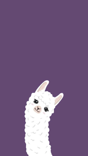 Cute Cartoon Alpaca Purple Background Wallpaper