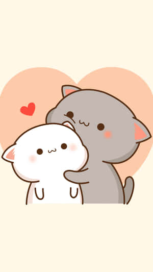 Cute_ Cartoon_ Cats_ Hugging Wallpaper