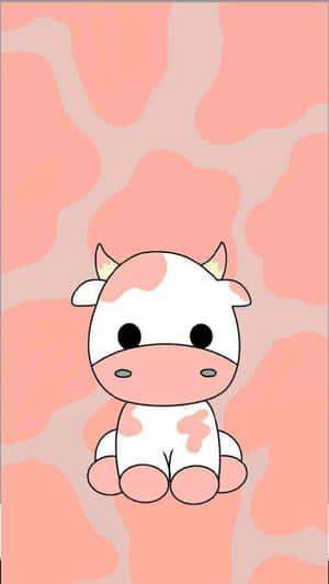 Cute Cartoon Cow Pink Background Wallpaper