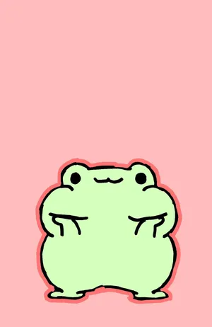 Cute Cartoon Frog Pink Background Wallpaper