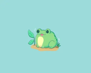 Cute Cartoon Frogon Lily Pad Wallpaper