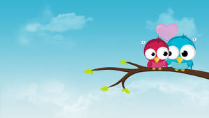 Cute Cartoon Love Birds Wallpaper