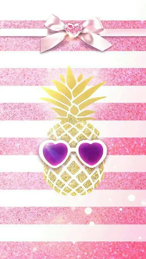 Cute Cartoon Pineapple Beach Wallpaper