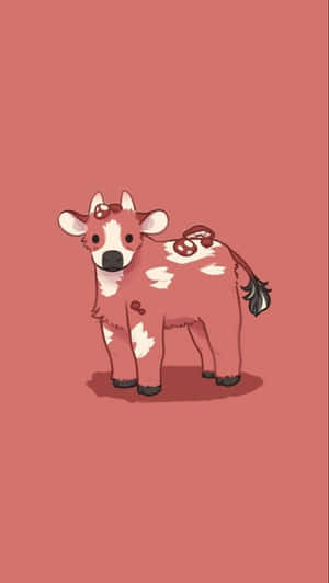 Cute Cartoon Pink Cow Illustration Wallpaper